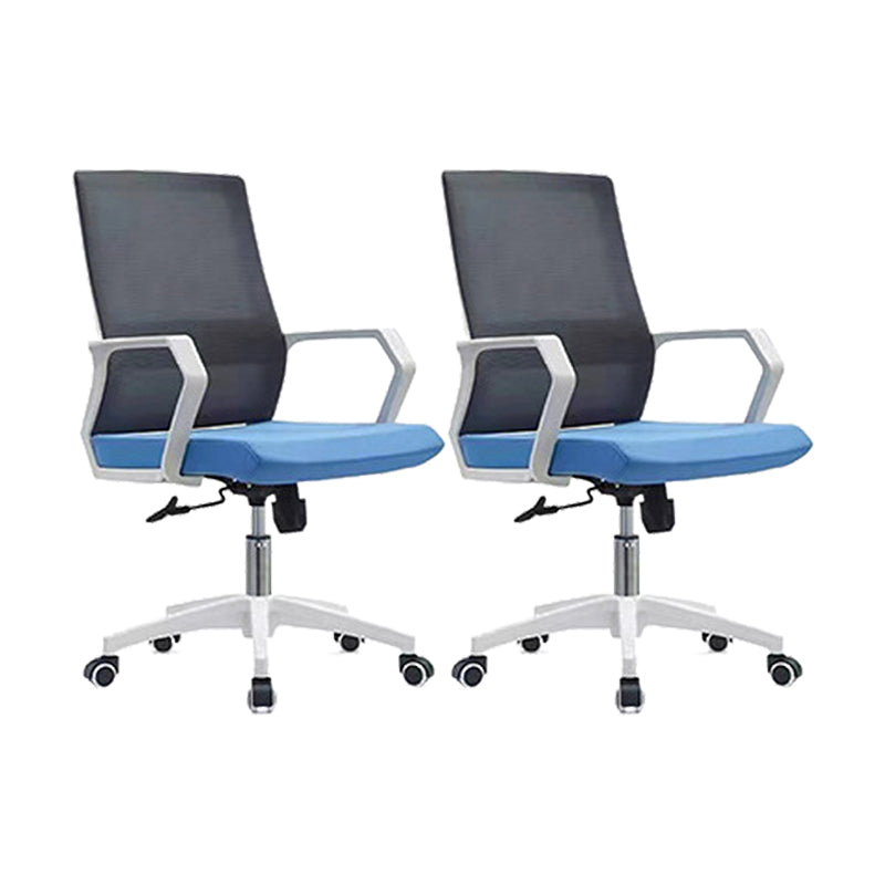 Modern Desk Chair Mesh Conference Chair High Back Chair with Wheels Gray-Blue 2 Piece Set Clearhalo 'furn' 'furn_office_chair' 'Furniture' 'Office Chairs' 'Office Furniture' 'office_chair' 6301093