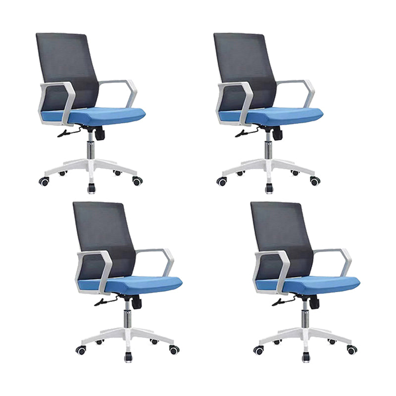 Modern Desk Chair Mesh Conference Chair High Back Chair with Wheels Gray-Blue 4 Piece Set Clearhalo 'furn' 'furn_office_chair' 'Furniture' 'Office Chairs' 'Office Furniture' 'office_chair' 6301096