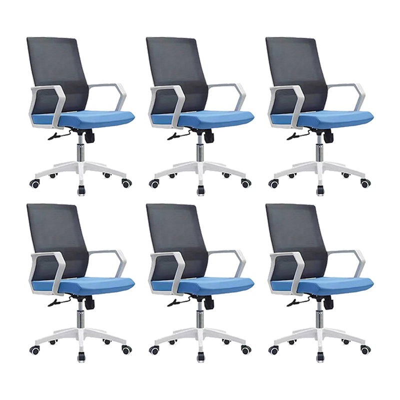 Modern Desk Chair Mesh Conference Chair High Back Chair with Wheels Gray-Blue 6 Piece Set Clearhalo 'furn' 'furn_office_chair' 'Furniture' 'Office Chairs' 'Office Furniture' 'office_chair' 6301097