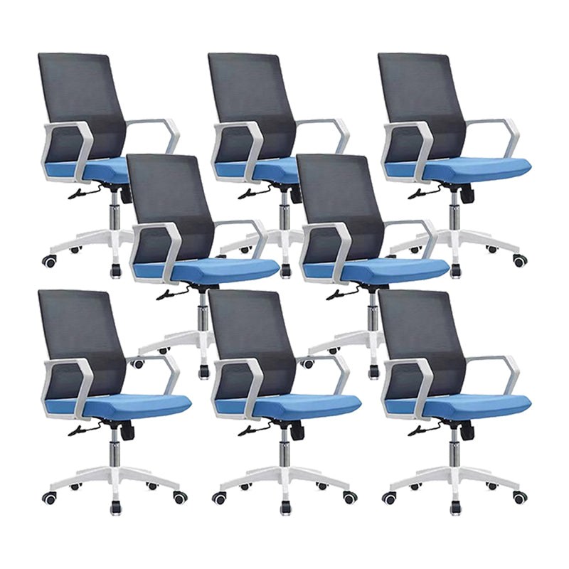 Modern Desk Chair Mesh Conference Chair High Back Chair with Wheels Gray-Blue 8 Piece Set Clearhalo 'furn' 'furn_office_chair' 'Furniture' 'Office Chairs' 'Office Furniture' 'office_chair' 6301100