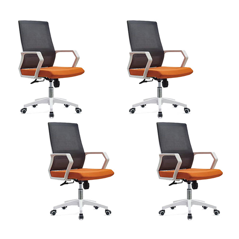 Modern Desk Chair Mesh Conference Chair High Back Chair with Wheels Orange-Gray 4 Piece Set Clearhalo 'furn' 'furn_office_chair' 'Furniture' 'Office Chairs' 'Office Furniture' 'office_chair' 6301105