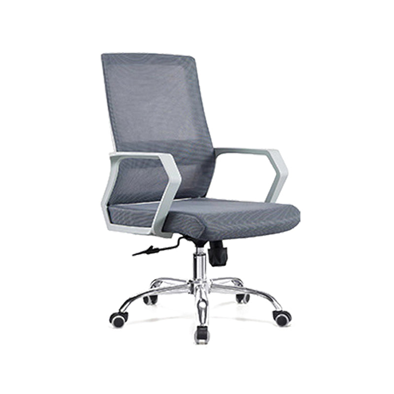 Modern Desk Chair Mesh Conference Chair High Back Chair with Wheels Grey 1 Piece Clearhalo 'furn' 'furn_office_chair' 'Furniture' 'Office Chairs' 'Office Furniture' 'office_chair' 6301109