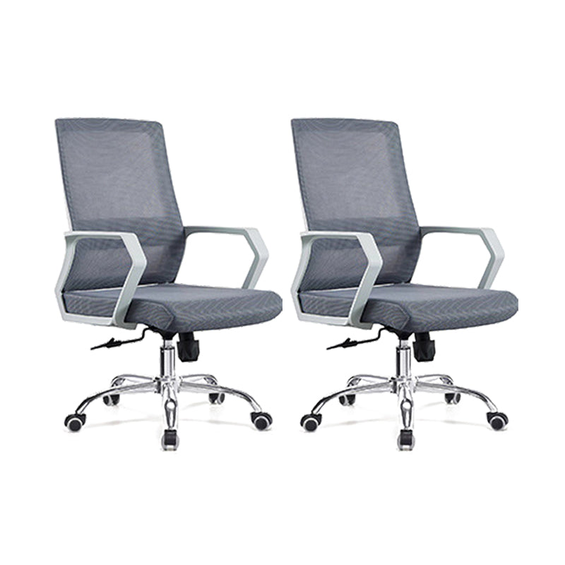 Modern Desk Chair Mesh Conference Chair High Back Chair with Wheels Grey 2 Piece Set Clearhalo 'furn' 'furn_office_chair' 'Furniture' 'Office Chairs' 'Office Furniture' 'office_chair' 6301110