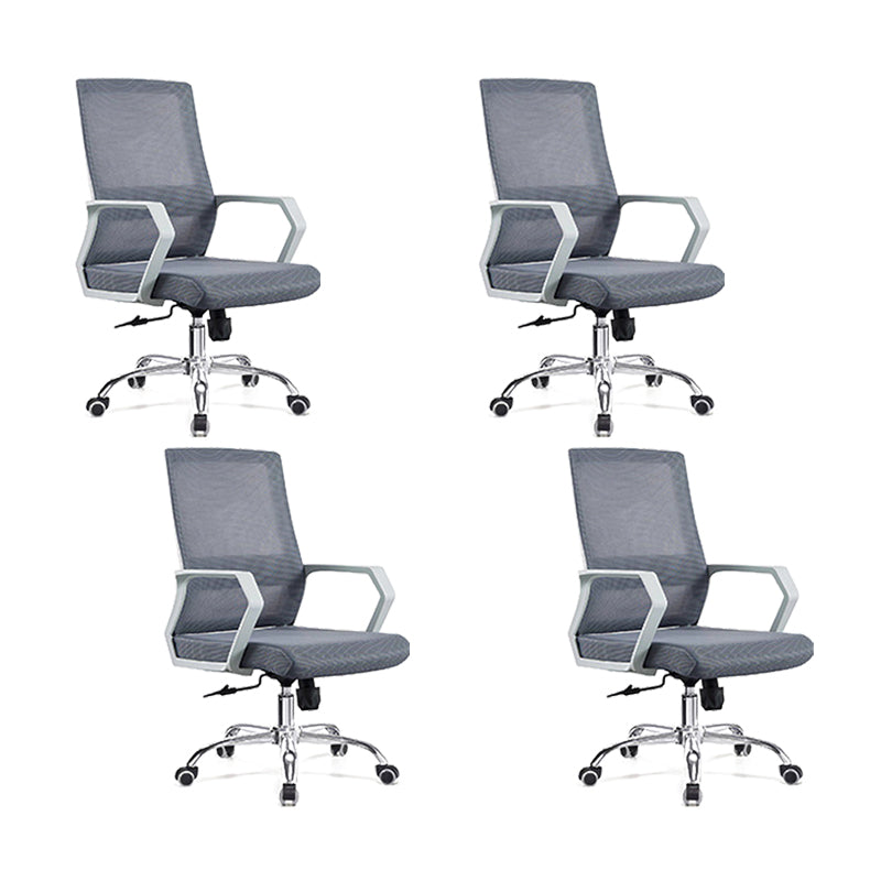 Modern Desk Chair Mesh Conference Chair High Back Chair with Wheels Grey 4 Piece Set Clearhalo 'furn' 'furn_office_chair' 'Furniture' 'Office Chairs' 'Office Furniture' 'office_chair' 6301111