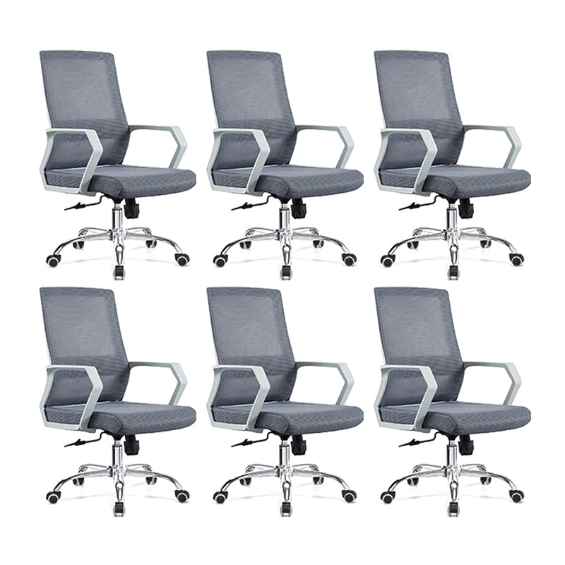Modern Desk Chair Mesh Conference Chair High Back Chair with Wheels Grey 6 Piece Set Clearhalo 'furn' 'furn_office_chair' 'Furniture' 'Office Chairs' 'Office Furniture' 'office_chair' 6301112