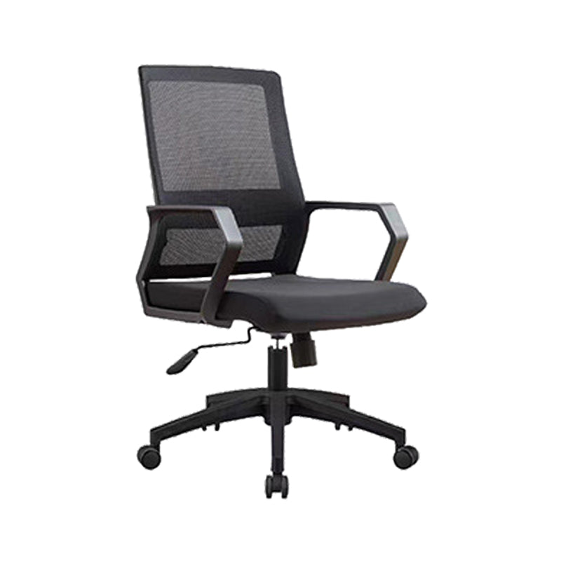 Modern Desk Chair Mesh Conference Chair High Back Chair with Wheels Black 1 Piece Clearhalo 'furn' 'furn_office_chair' 'Furniture' 'Office Chairs' 'Office Furniture' 'office_chair' 6301114