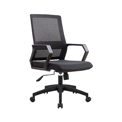 Modern Desk Chair Mesh Conference Chair High Back Chair with Wheels Black 1 Piece Clearhalo 'furn' 'furn_office_chair' 'Furniture' 'Office Chairs' 'Office Furniture' 'office_chair' 6301114