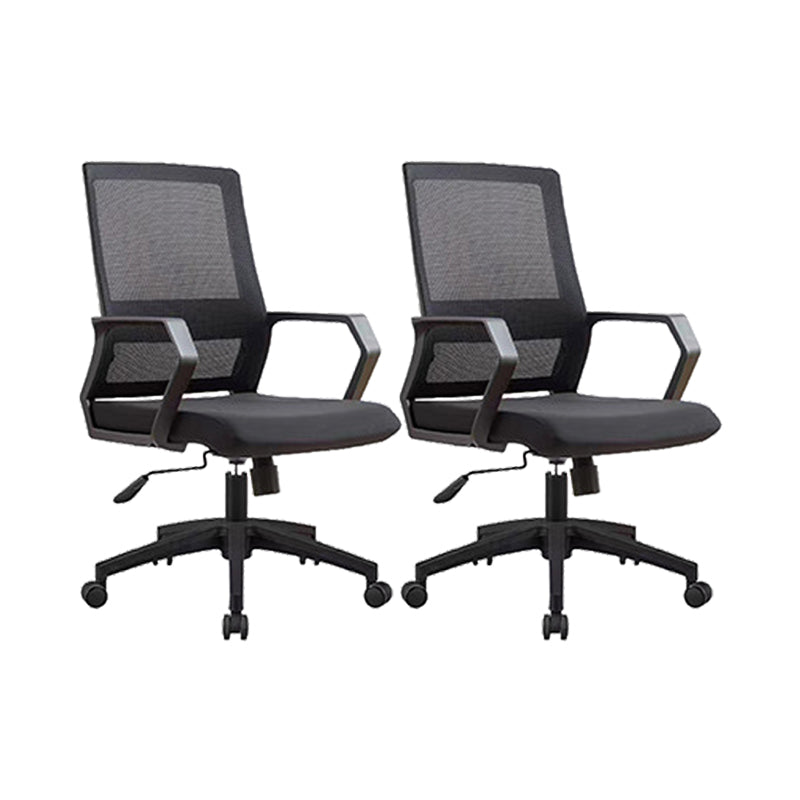 Modern Desk Chair Mesh Conference Chair High Back Chair with Wheels Black 2 Piece Set Clearhalo 'furn' 'furn_office_chair' 'Furniture' 'Office Chairs' 'Office Furniture' 'office_chair' 6301115