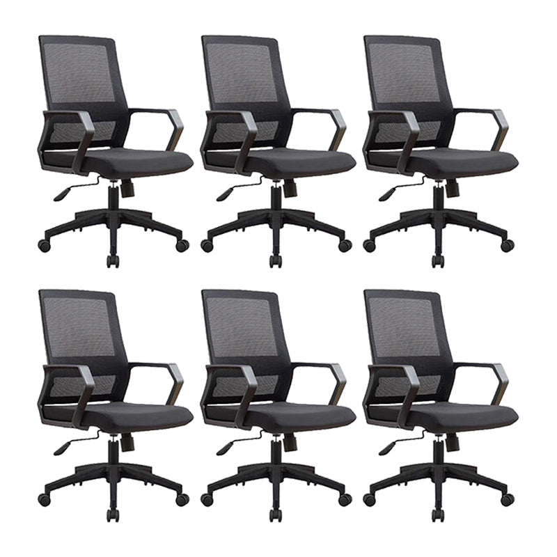 Modern Desk Chair Mesh Conference Chair High Back Chair with Wheels Black 6 Piece Set Clearhalo 'furn' 'furn_office_chair' 'Furniture' 'Office Chairs' 'Office Furniture' 'office_chair' 6301117
