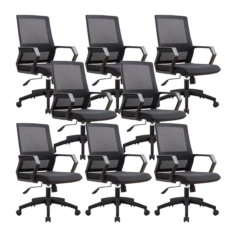 Modern Desk Chair Mesh Conference Chair High Back Chair with Wheels Black 8 Piece Set Clearhalo 'furn' 'furn_office_chair' 'Furniture' 'Office Chairs' 'Office Furniture' 'office_chair' 6301118