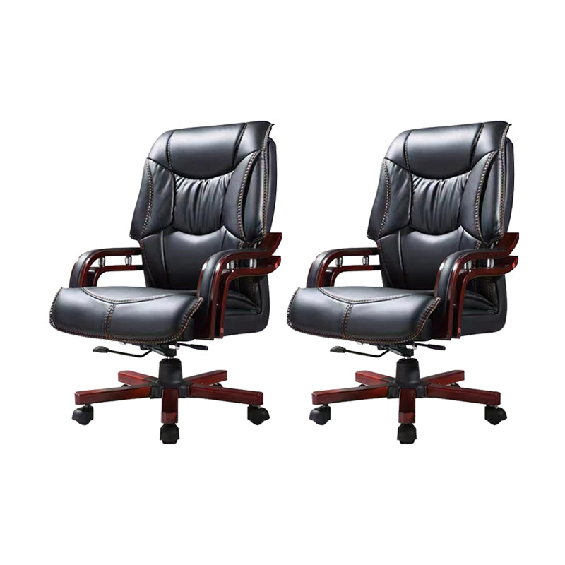 Holzrahmen gepolsterter Bürostuhl im schwarzen Leder High Back Executive Stuhl