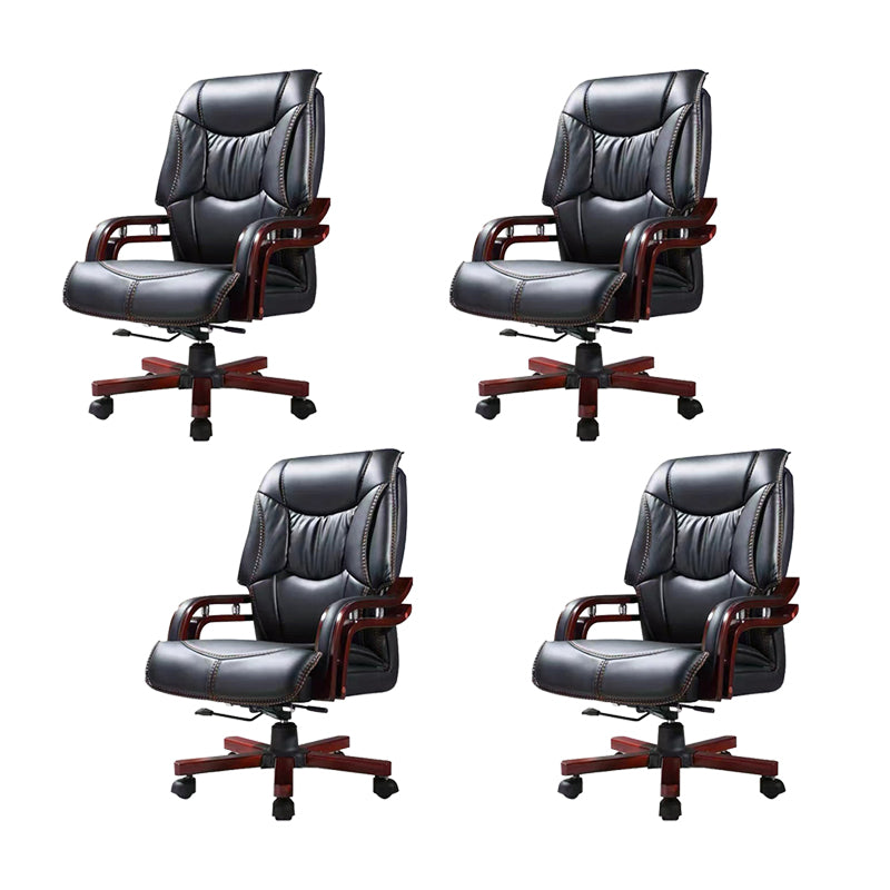 Holzrahmen gepolsterter Bürostuhl im schwarzen Leder High Back Executive Stuhl