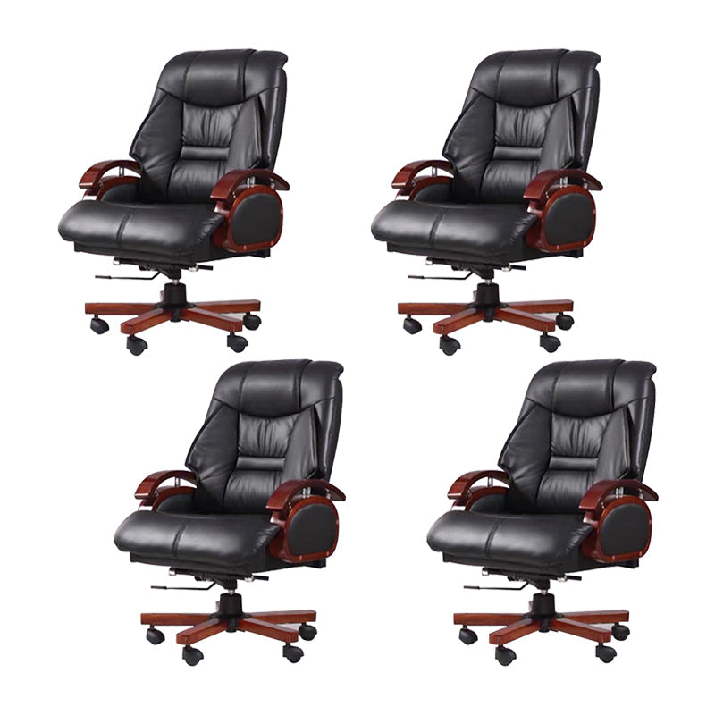 Holzrahmen gepolsterter Bürostuhl im schwarzen Leder High Back Executive Stuhl