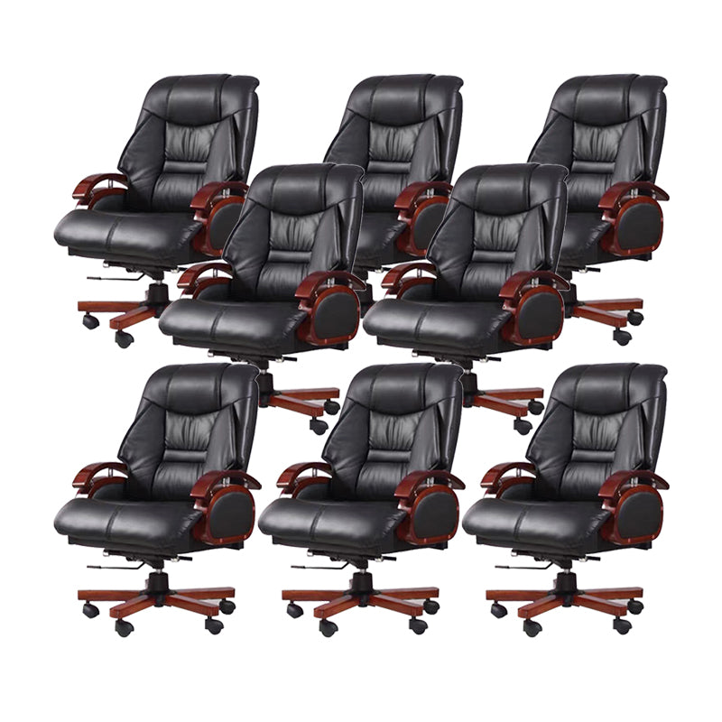 Holzrahmen gepolsterter Bürostuhl im schwarzen Leder High Back Executive Stuhl
