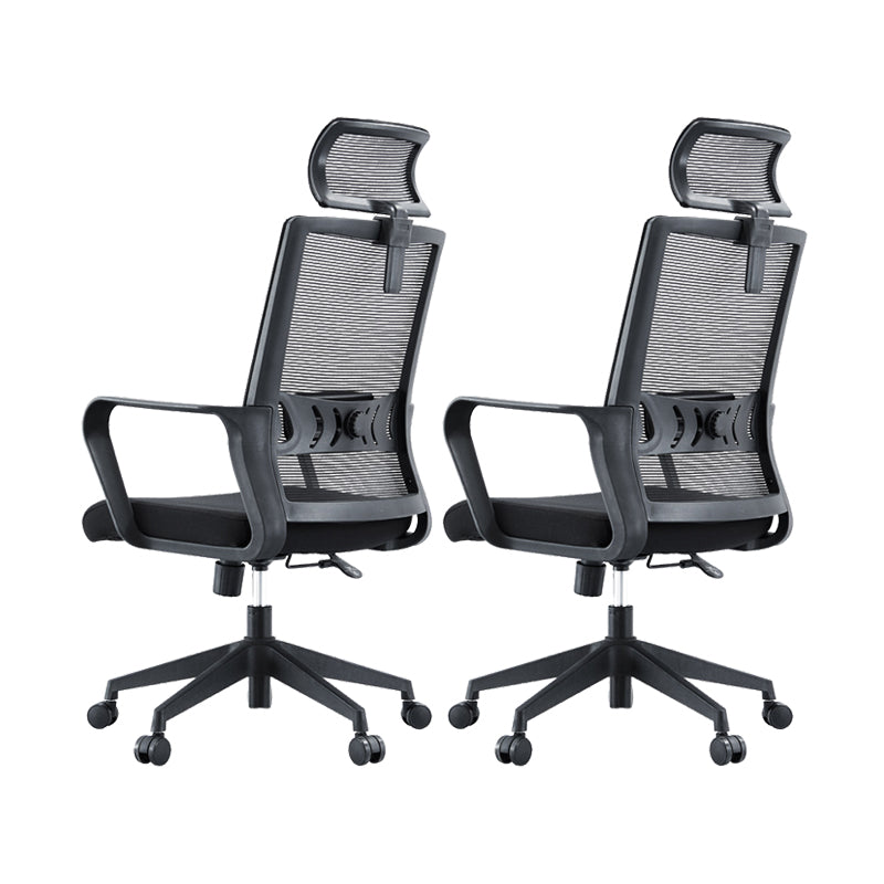 Modern Desk Chair Mesh Computer Chair High/Mid-Back Conference Chair Black 2 Piece Set Clearhalo 'furn' 'furn_office_chair' 'Furniture' 'Office Chairs' 'Office Furniture' 'office_chair' 6301181