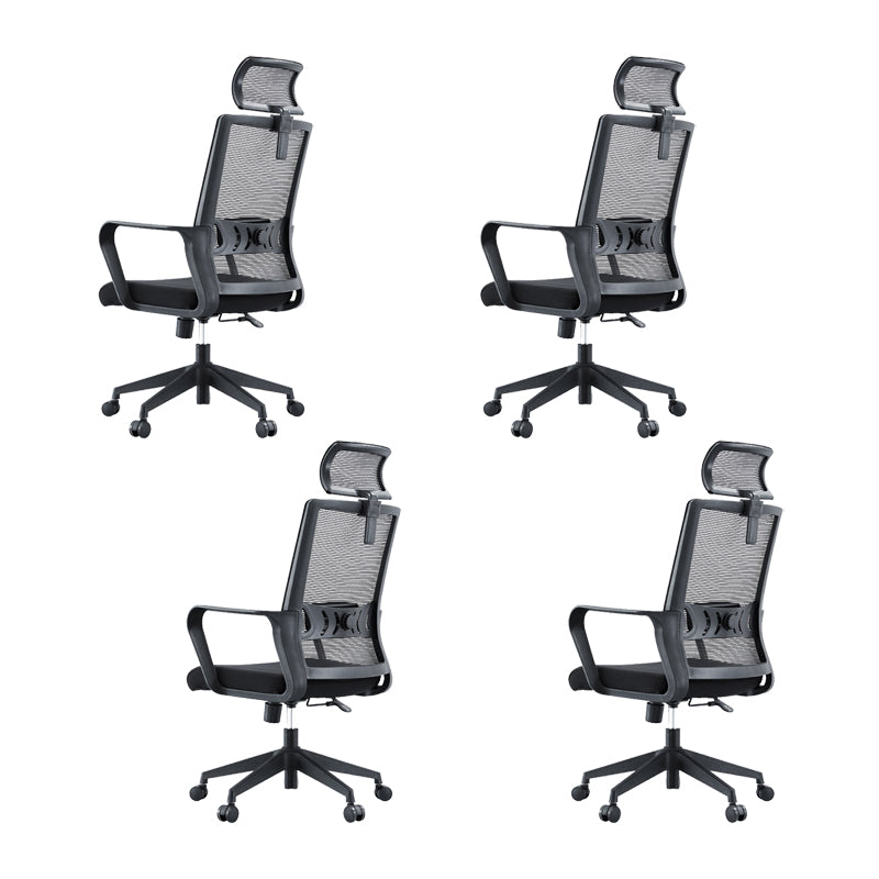 Modern Desk Chair Mesh Computer Chair High/Mid-Back Conference Chair Black 4 Piece Set Clearhalo 'furn' 'furn_office_chair' 'Furniture' 'Office Chairs' 'Office Furniture' 'office_chair' 6301183