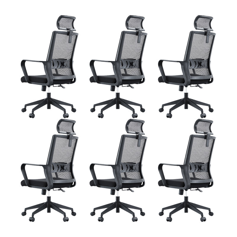 Modern Desk Chair Mesh Computer Chair High/Mid-Back Conference Chair Black 6 Piece Set Clearhalo 'furn' 'furn_office_chair' 'Furniture' 'Office Chairs' 'Office Furniture' 'office_chair' 6301185