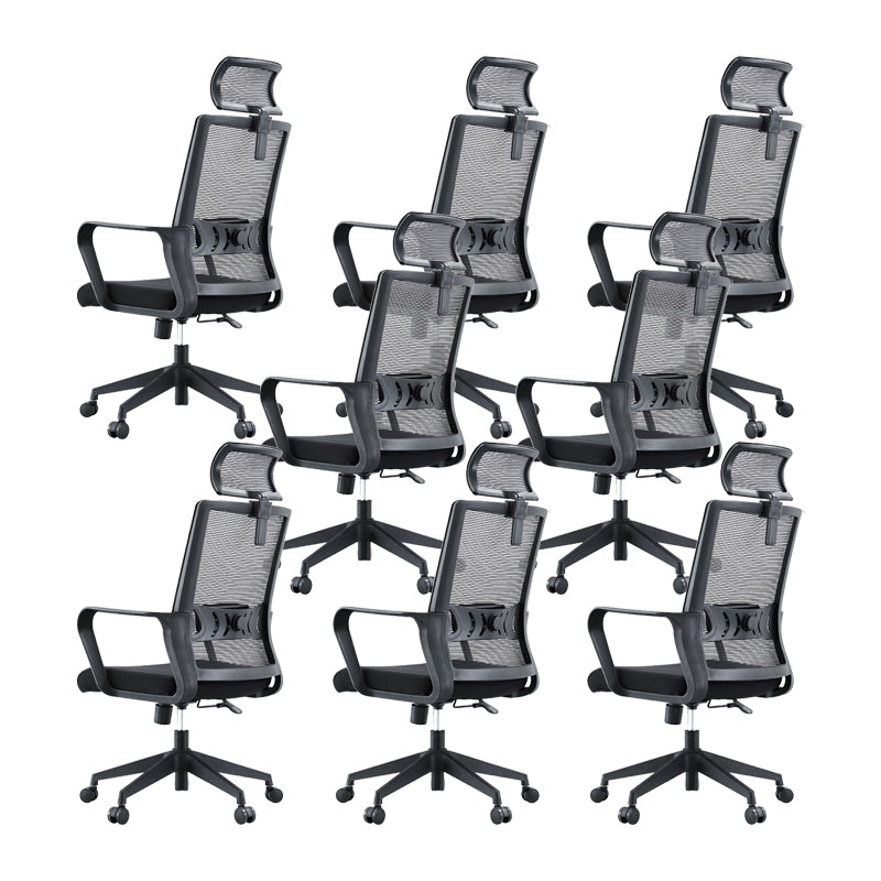 Modern Desk Chair Mesh Computer Chair High/Mid-Back Conference Chair Black 8 Piece Set Clearhalo 'furn' 'furn_office_chair' 'Furniture' 'Office Chairs' 'Office Furniture' 'office_chair' 6301188
