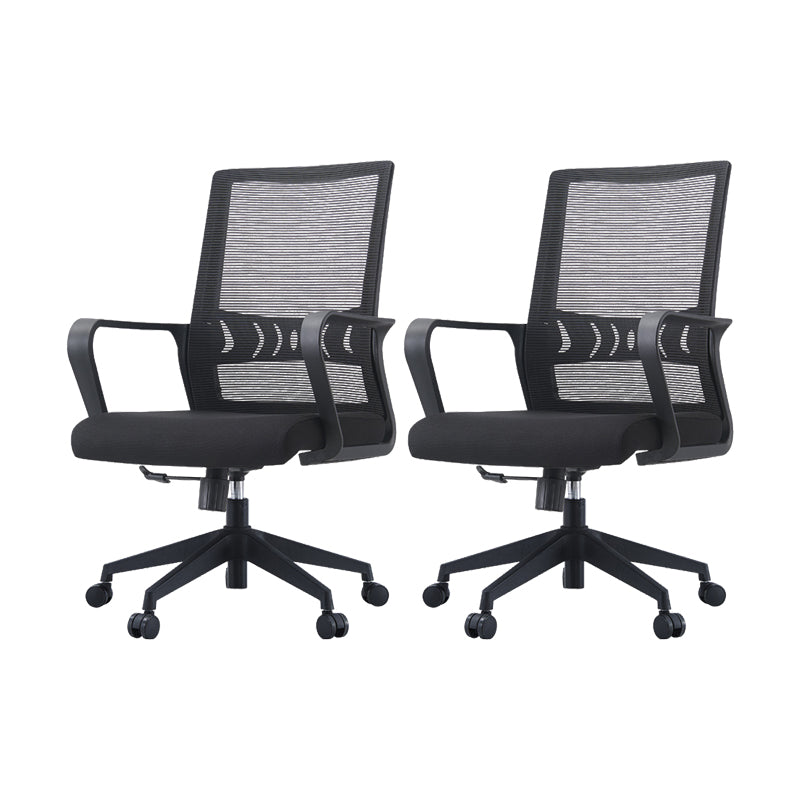 Modern Desk Chair Mesh Computer Chair High/Mid-Back Conference Chair Matte Black 2 Piece Set Clearhalo 'furn' 'furn_office_chair' 'Furniture' 'Office Chairs' 'Office Furniture' 'office_chair' 6301192