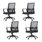 Modern Desk Chair Mesh Computer Chair High/Mid-Back Conference Chair Matte Black 4 Piece Set Clearhalo 'furn' 'furn_office_chair' 'Furniture' 'Office Chairs' 'Office Furniture' 'office_chair' 6301194