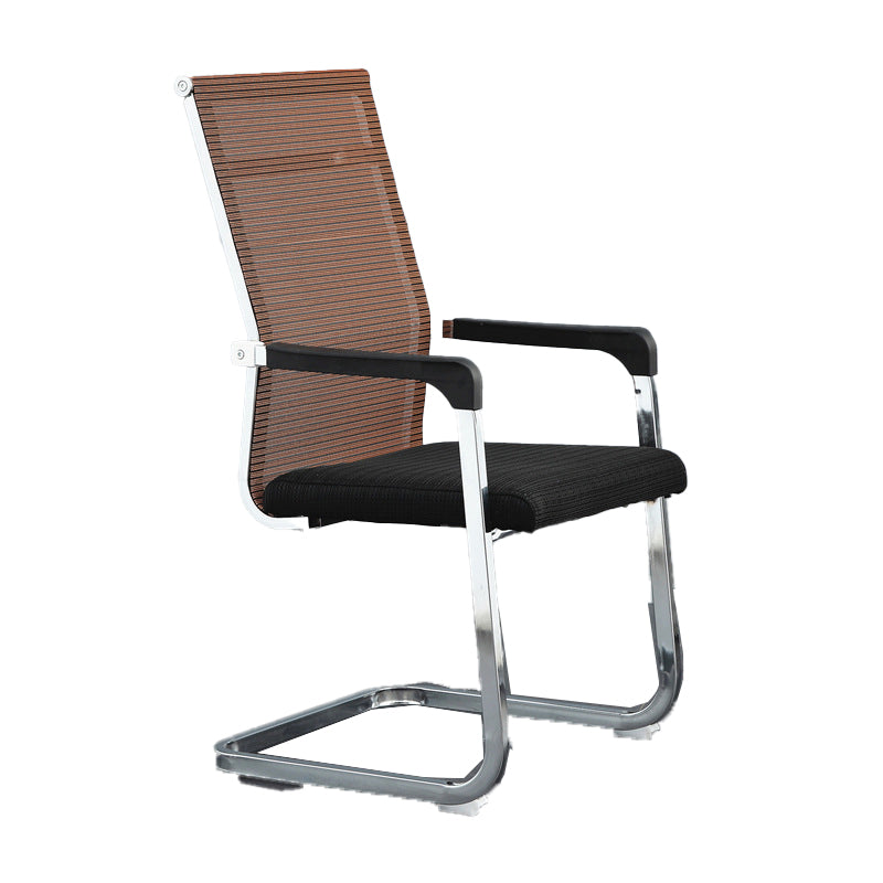 Modern Desk Chair Mesh Computer Chair Conference Chair No Wheels Black-Orange 1 Piece Clearhalo 'furn' 'furn_office_chair' 'Furniture' 'Office Chairs' 'Office Furniture' 'office_chair' 6301267