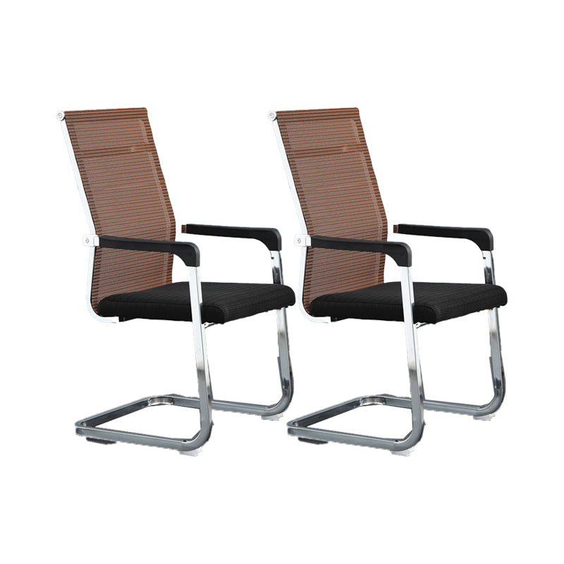 Modern Desk Chair Mesh Computer Chair Conference Chair No Wheels Black-Orange 2 Piece Set Clearhalo 'furn' 'furn_office_chair' 'Furniture' 'Office Chairs' 'Office Furniture' 'office_chair' 6301269
