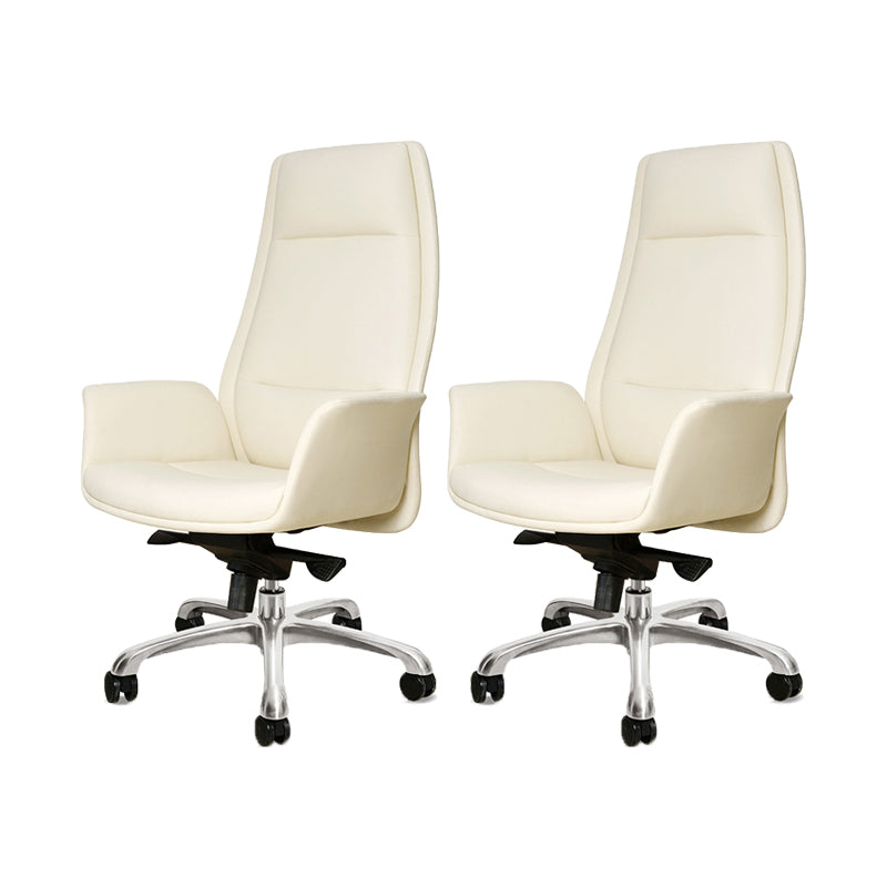 27" Wide Modern Managers Chair Arms Included Leather Executive Chair White 2 Piece Set Clearhalo 'furn' 'furn_office_chair' 'Furniture' 'Office Chairs' 'Office Furniture' 'office_chair' 6301287