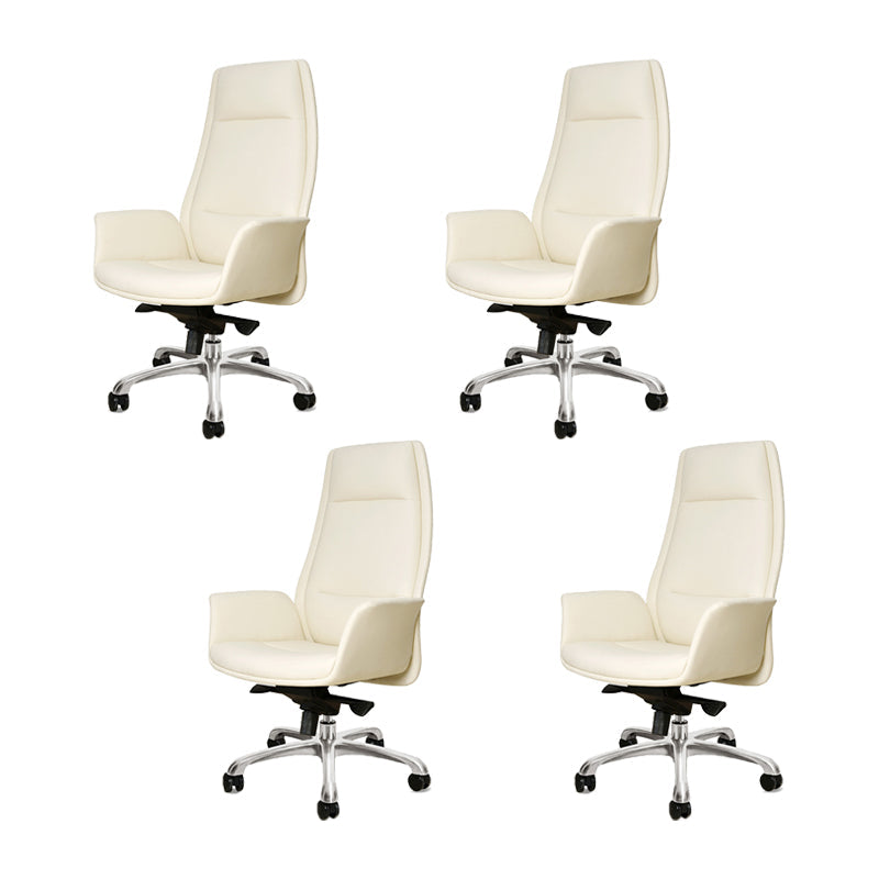 27" Wide Modern Managers Chair Arms Included Leather Executive Chair White 4 Piece Set Clearhalo 'furn' 'furn_office_chair' 'Furniture' 'Office Chairs' 'Office Furniture' 'office_chair' 6301288