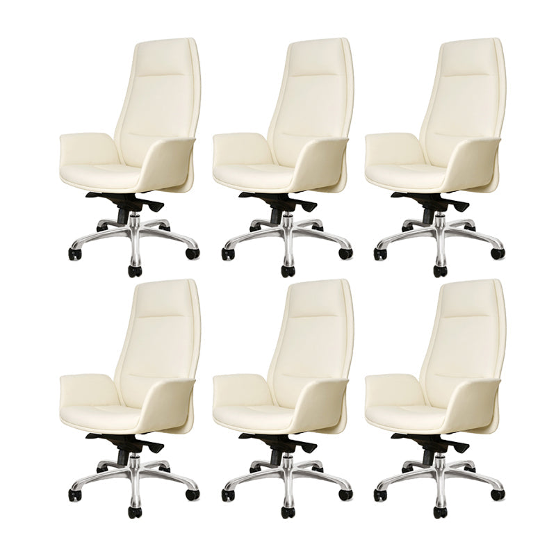 27" Wide Modern Managers Chair Arms Included Leather Executive Chair White 6 Piece Set Clearhalo 'furn' 'furn_office_chair' 'Furniture' 'Office Chairs' 'Office Furniture' 'office_chair' 6301290