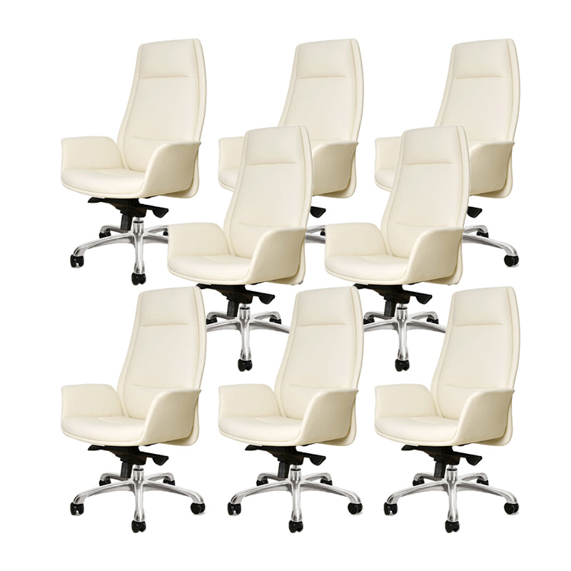 27" Wide Modern Managers Chair Arms Included Leather Executive Chair White 8 Piece Set Clearhalo 'furn' 'furn_office_chair' 'Furniture' 'Office Chairs' 'Office Furniture' 'office_chair' 6301293