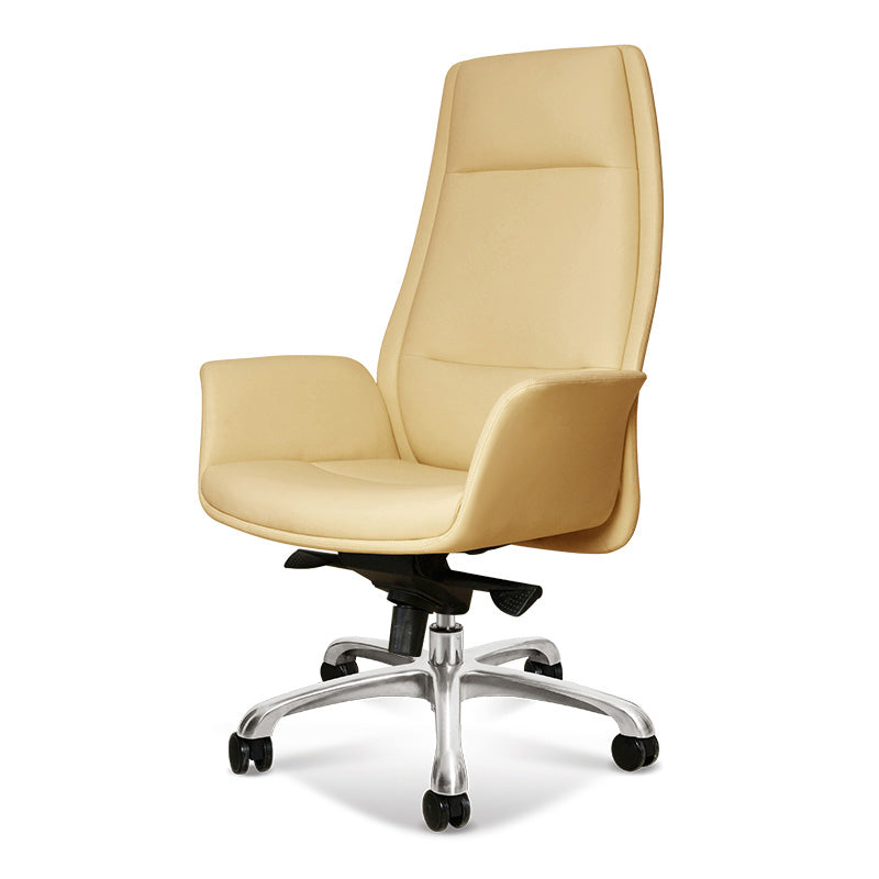 27" Wide Modern Managers Chair Arms Included Leather Executive Chair Beige 1 Piece Clearhalo 'furn' 'furn_office_chair' 'Furniture' 'Office Chairs' 'Office Furniture' 'office_chair' 6301295