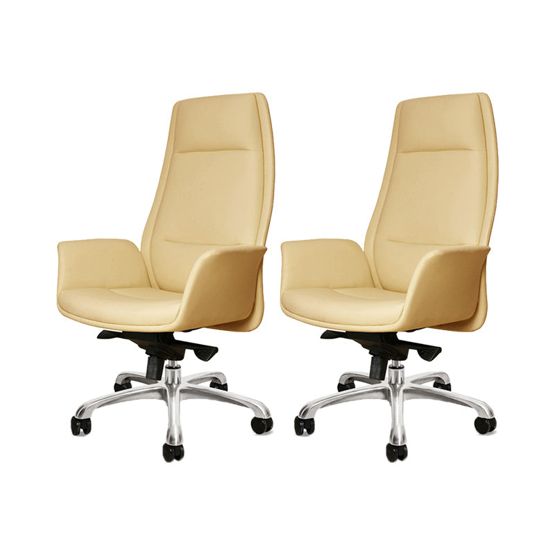 27" Wide Modern Managers Chair Arms Included Leather Executive Chair Beige 2 Piece Set Clearhalo 'furn' 'furn_office_chair' 'Furniture' 'Office Chairs' 'Office Furniture' 'office_chair' 6301297