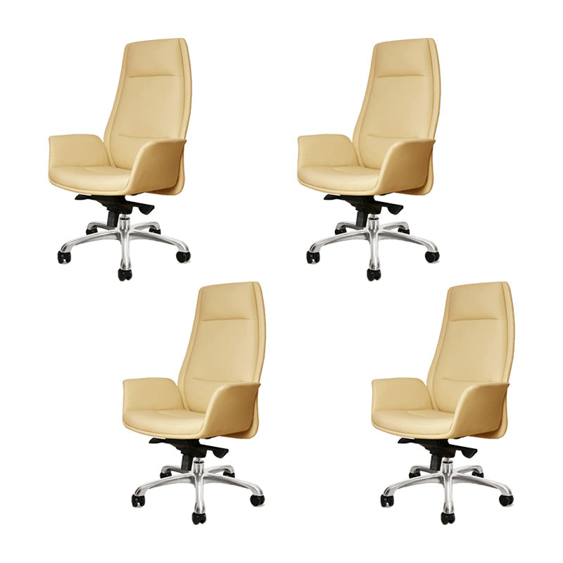 27" Wide Modern Managers Chair Arms Included Leather Executive Chair Beige 4 Piece Set Clearhalo 'furn' 'furn_office_chair' 'Furniture' 'Office Chairs' 'Office Furniture' 'office_chair' 6301299