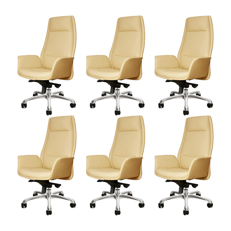 27" Wide Modern Managers Chair Arms Included Leather Executive Chair Beige 6 Piece Set Clearhalo 'furn' 'furn_office_chair' 'Furniture' 'Office Chairs' 'Office Furniture' 'office_chair' 6301300