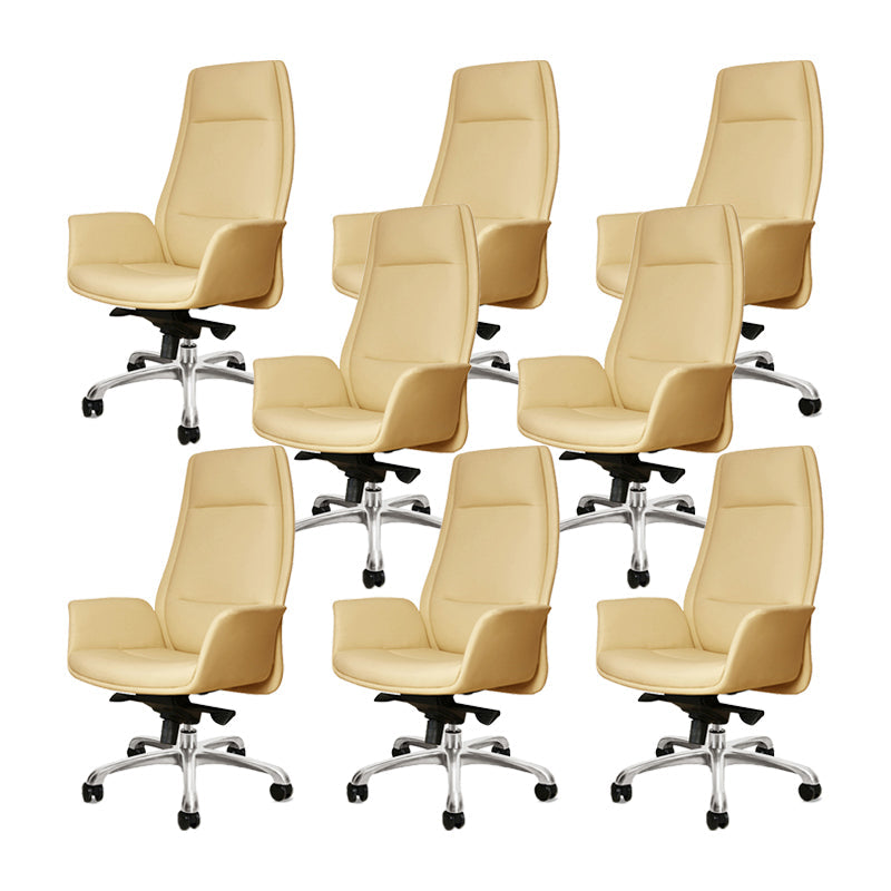 27" Wide Modern Managers Chair Arms Included Leather Executive Chair Beige 8 Piece Set Clearhalo 'furn' 'furn_office_chair' 'Furniture' 'Office Chairs' 'Office Furniture' 'office_chair' 6301302