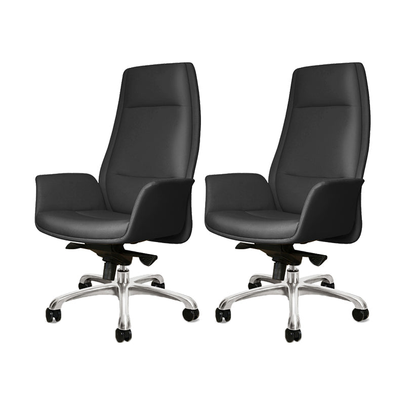 27" Wide Modern Managers Chair Arms Included Leather Executive Chair Black 2 Piece Set Clearhalo 'furn' 'furn_office_chair' 'Furniture' 'Office Chairs' 'Office Furniture' 'office_chair' 6301305