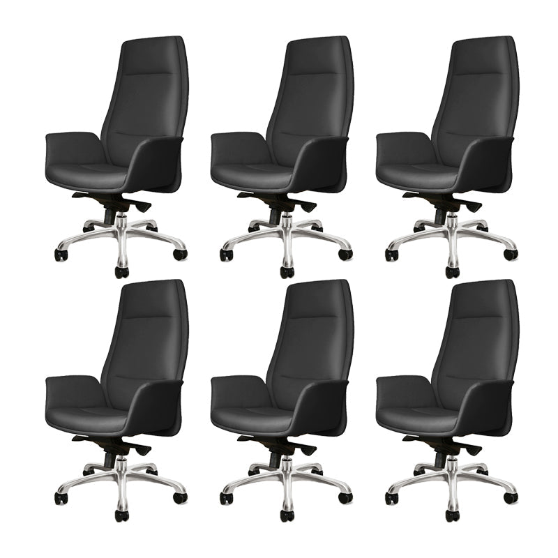 27" Wide Modern Managers Chair Arms Included Leather Executive Chair Black 6 Piece Set Clearhalo 'furn' 'furn_office_chair' 'Furniture' 'Office Chairs' 'Office Furniture' 'office_chair' 6301307