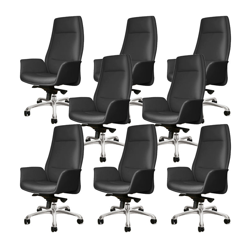 27" Wide Modern Managers Chair Arms Included Leather Executive Chair Black 8 Piece Set Clearhalo 'furn' 'furn_office_chair' 'Furniture' 'Office Chairs' 'Office Furniture' 'office_chair' 6301308