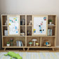Modern Bookcase Wooden Close Back Bookshelf with Sliding Door