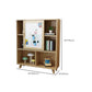 Modern Bookcase Wooden Close Back Bookshelf with Sliding Door