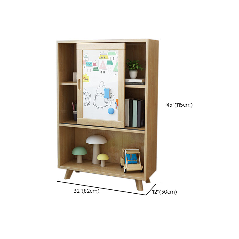 Modern Bookcase Wooden Close Back Bookshelf with Sliding Door