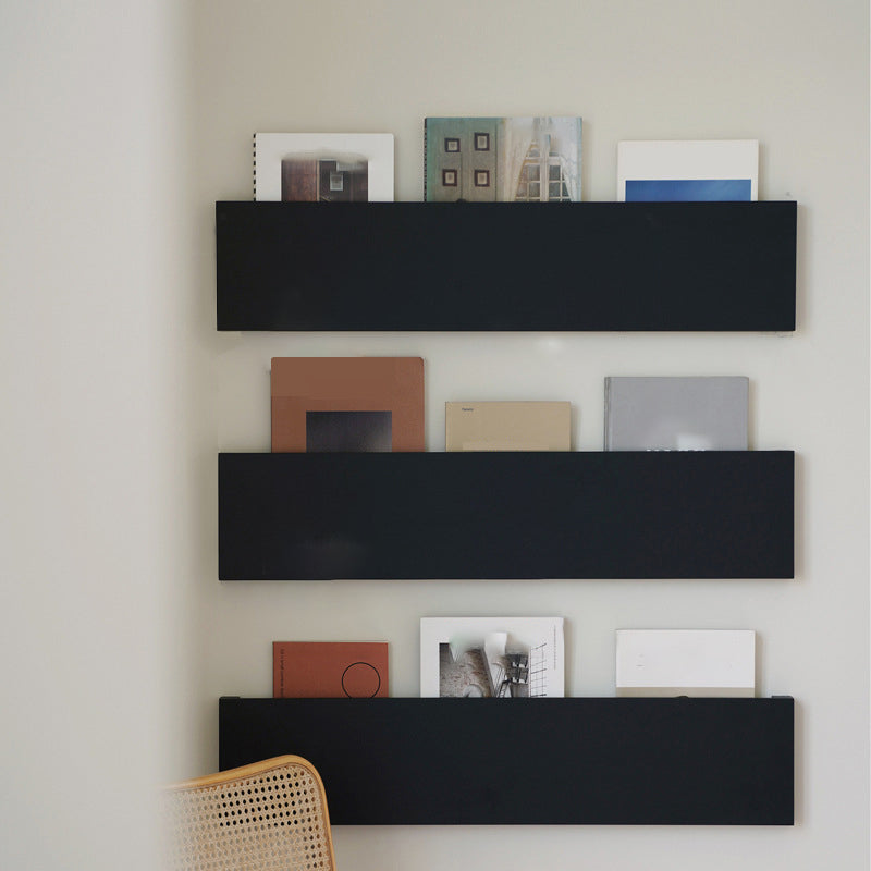 Stedelijke muur eenheid metalen boekenplank zwarte plank boekenkast voor woonkamer