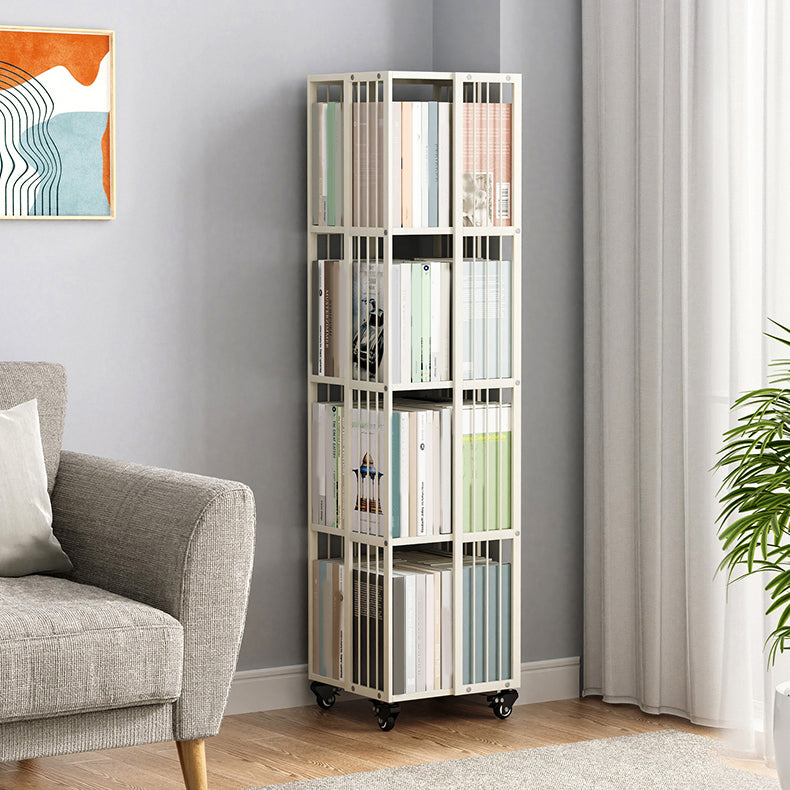 Steel Beige Shelf Bookcase 13.8" Wide Contemporary Bookshelf for Home Office Clearhalo 'Bookcases' 'furn' 'furn_bookcases' 'Furniture' 'Office Furniture' 6301418