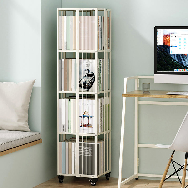 Steel Beige Shelf Bookcase 13.8" Wide Contemporary Bookshelf for Home Office Clearhalo 'Bookcases' 'furn' 'furn_bookcases' 'Furniture' 'Office Furniture' 6301420