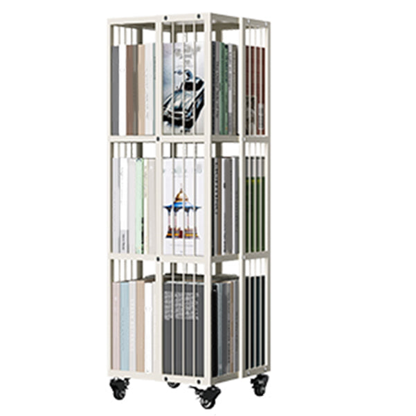 Steel Beige Shelf Bookcase 13.8" Wide Contemporary Bookshelf for Home Office 13.8"L x 13.8"W x 42.3"H Clearhalo 'Bookcases' 'furn' 'furn_bookcases' 'Furniture' 'Office Furniture' 6301428