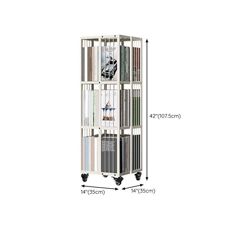 Steel Beige Shelf Bookcase 13.8" Wide Contemporary Bookshelf for Home Office Clearhalo 'Bookcases' 'furn' 'furn_bookcases' 'Furniture' 'Office Furniture' 6301432