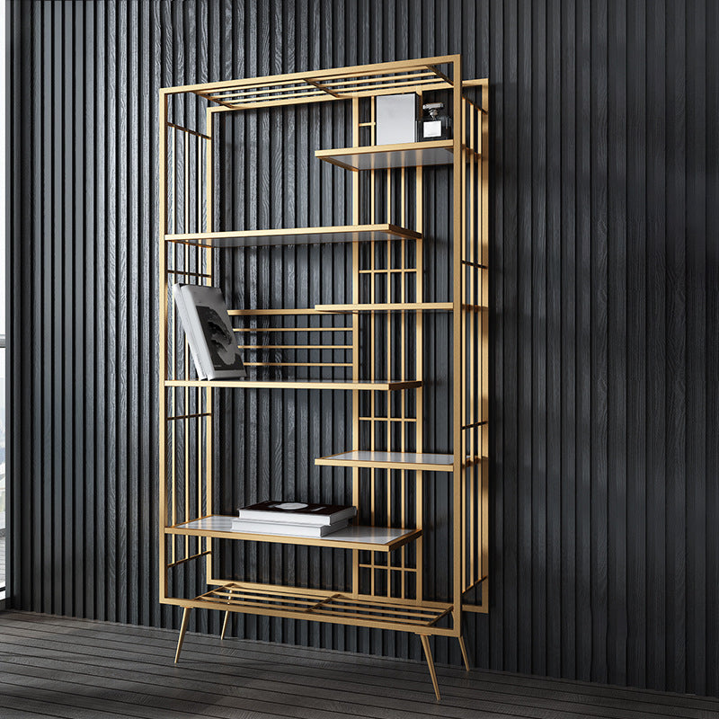 Contemporary Shelf Bookcase Open Storage Metal Bookcase with Shelves