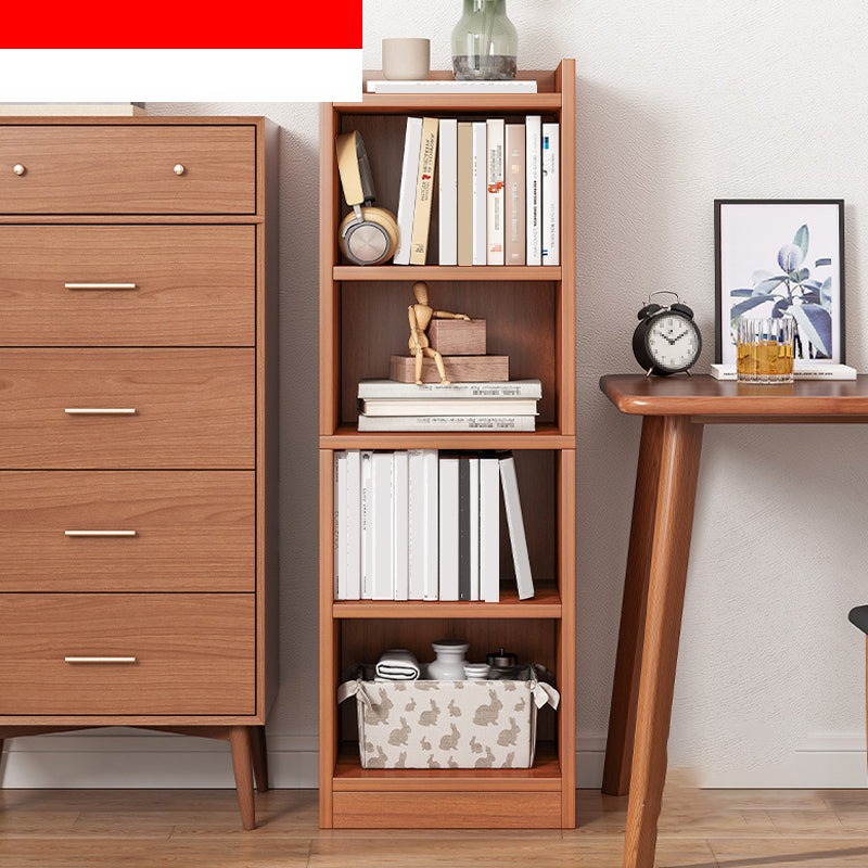 Contemporary Closed Back Shelf Bookcase Engineered Wood Bookshelf for Living Room 11.8"L x 9.4"W x 48.8"H Cherry Wood Clearhalo 'Bookcases' 'furn' 'furn_bookcases' 'Furniture' 'Office Furniture' 6301530
