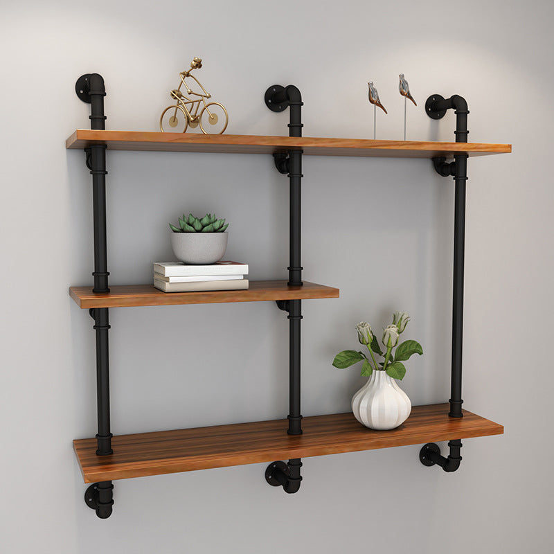 Contemporary Metal Bookshelf Natural Floating Shelf Bookcase for Study Room