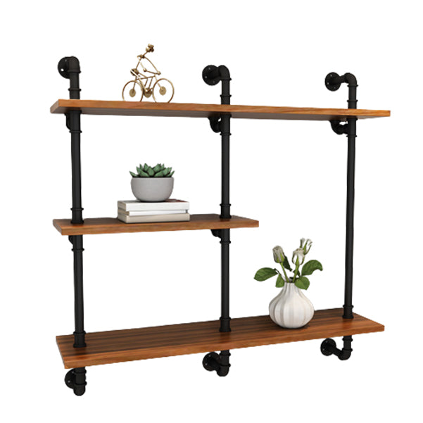 Contemporary Metal Bookshelf Natural Floating Shelf Bookcase for Study Room